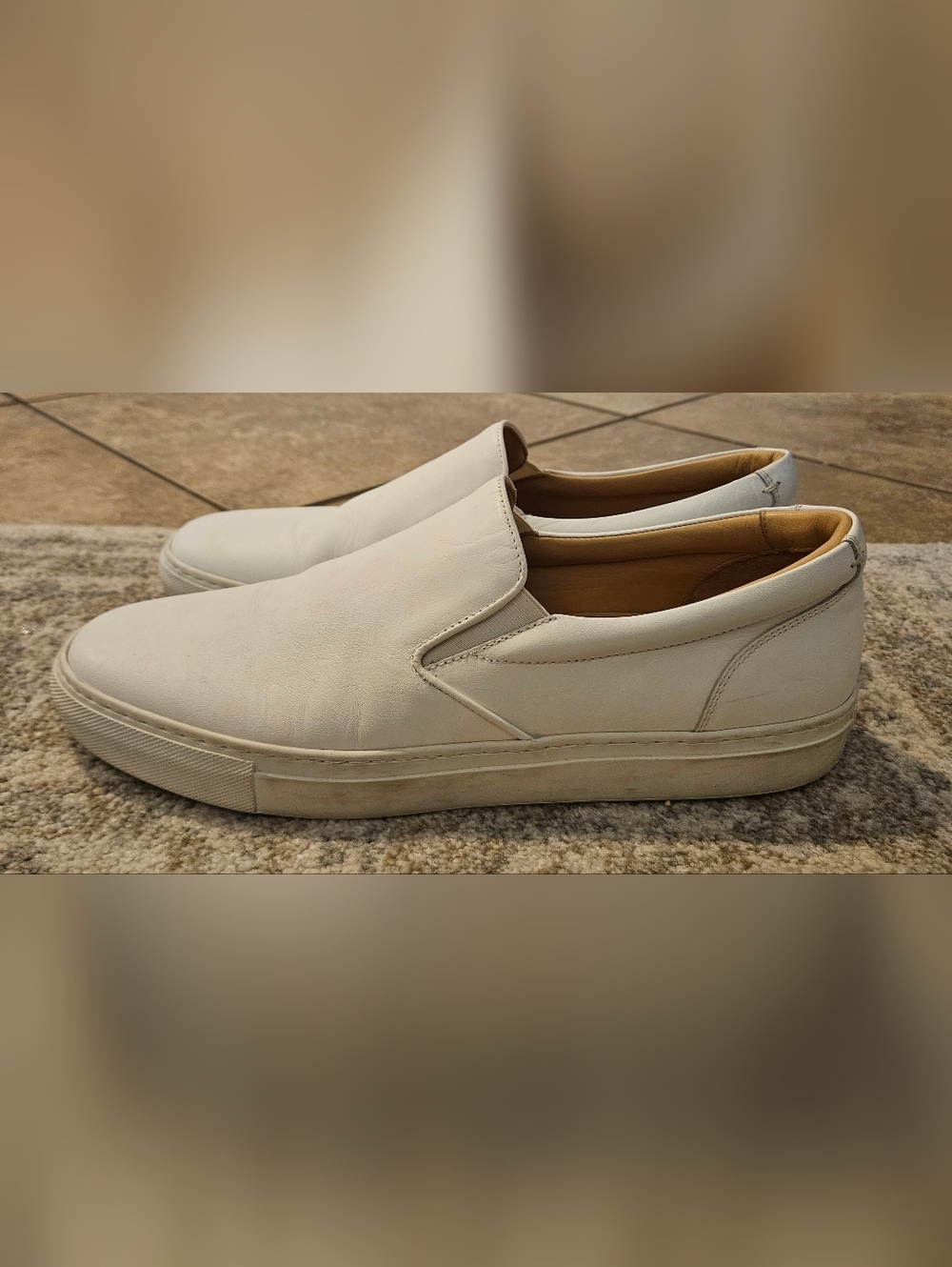 Greats White Leather Slip On Sneakers Men’s 11 Made In Italy Minimalist - Picture 4 of 6